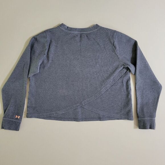 Under Armour Women's Gray Crewneck Sweatshirt Cropped Criss-Cross Back Detail - Picture 11 of 14